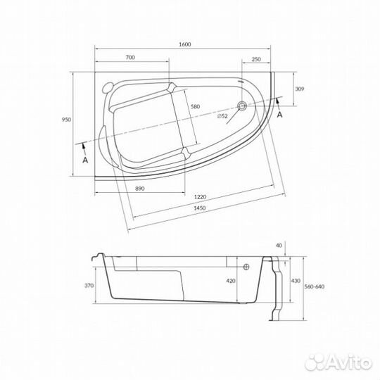 Ванна акриловая Cersanit Joanna 160 см