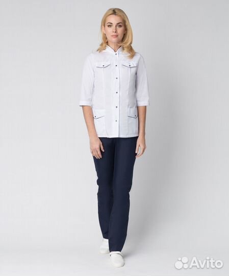 Костюм женский Орхидея (тк.тиси), белый/т.синий