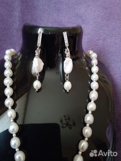 Бусы из жемчуга. ааа класса. Барочный. Серьги