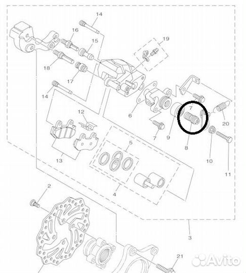 Ось суппорта Yamaha 5TG-25978-00 Оригинал