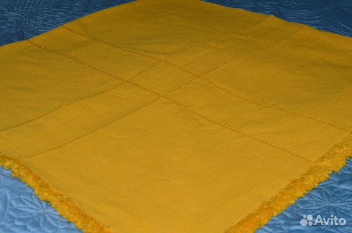 Скатерть, салфетки, жёлтая, хлопок, винтаж