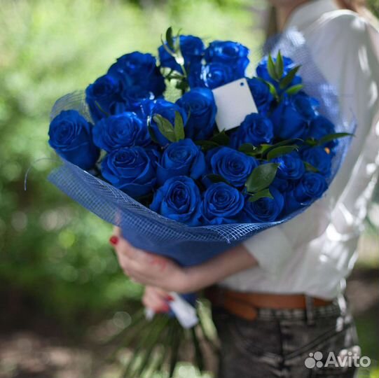 Доставка синие розы букет