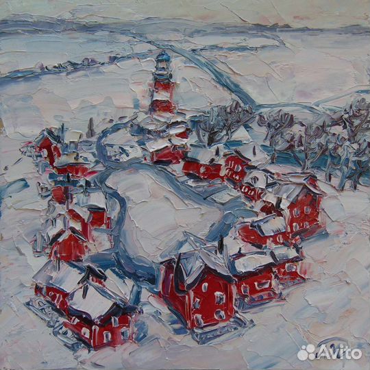 Картины маслом пейзаж море маяк горы яхты импасто