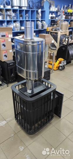 Печь для бани Варвара каменка+Бак труба 55л