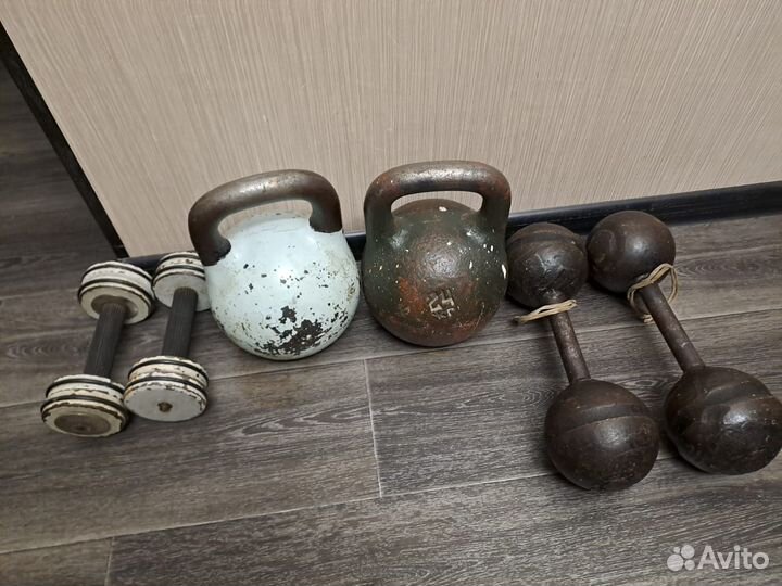 Гири 24 кг, гантели 16 и 5 кг