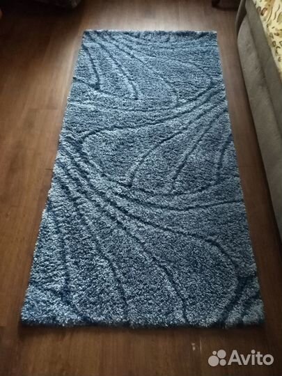 Ковер со средним ворсом голубой 100*200 см