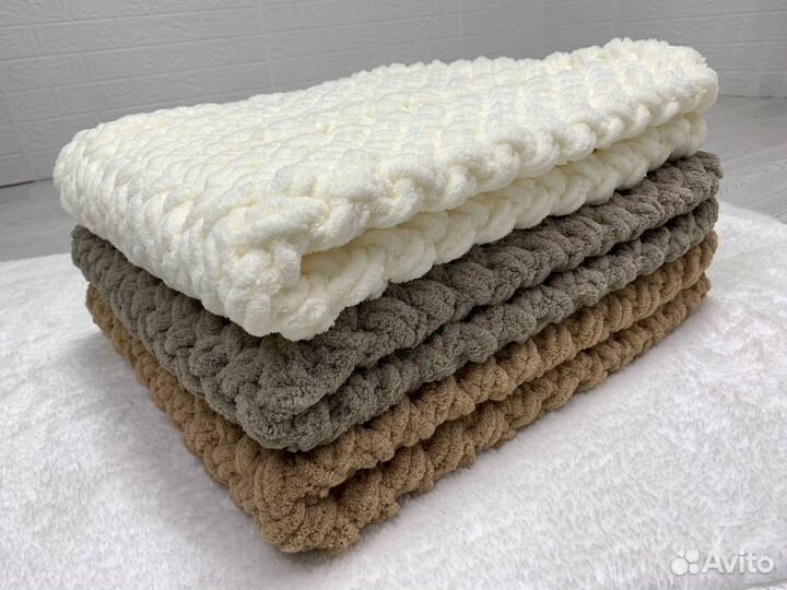 Плюшевый детский вязаный плед для новорожденных