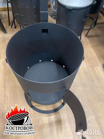Печь с дымоходом под казан на 16 литров