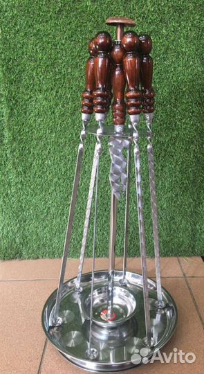 Садж-подставка для шампуров (в комплекте вилка-нож