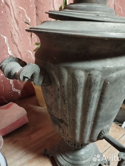 Самовар дровяной латунный