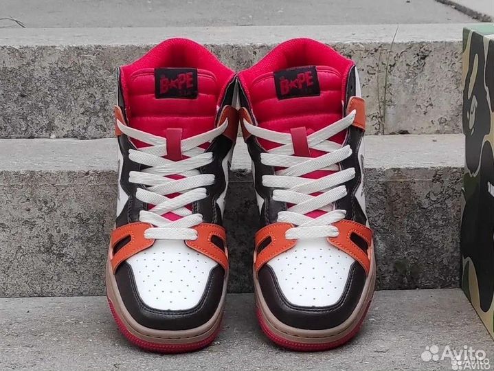 Кроссовки Bape Sta 93 HI Red Orange Light Sand