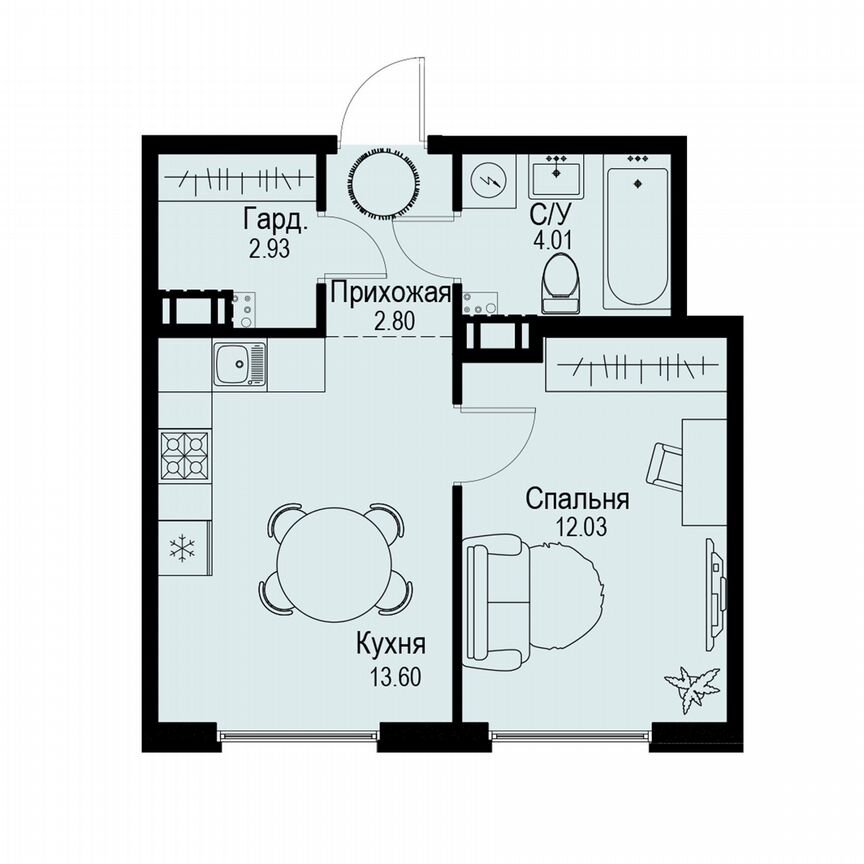 1-к. квартира, 35,4 м², 3/6 эт.