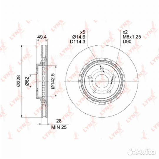Lynxauto BN-1639 Диск тормозной перед