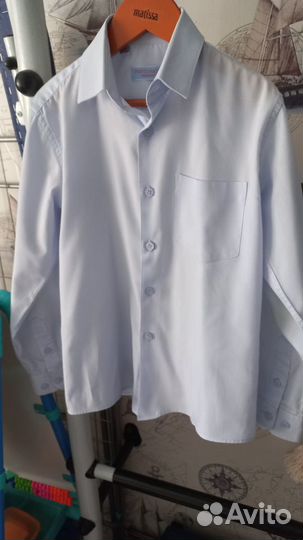 Рубашка белая и голубая на мальчика