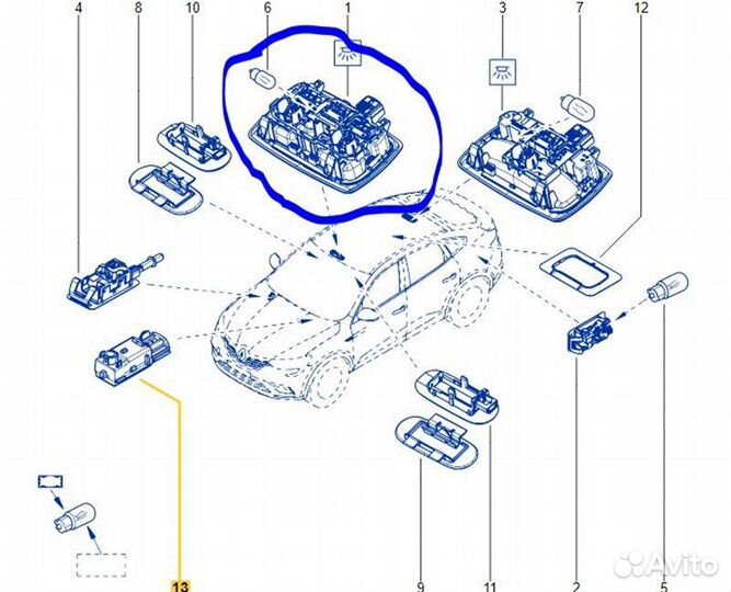 Подсветка салона, плафон Renault Arkana JC