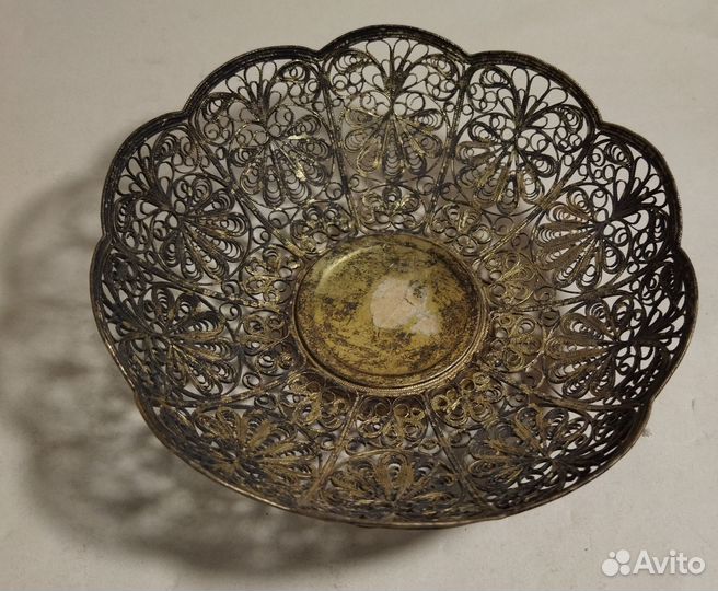 Конфетница. Скань. Мельхиор. Позолота.юммет. СССР