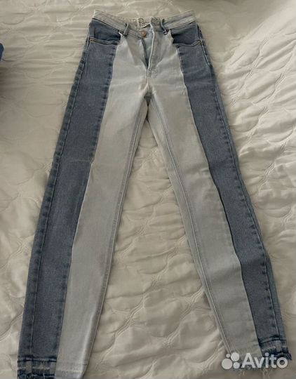Джинсы stradivarius patchwork (пэчворк)