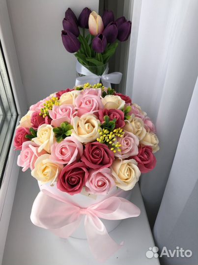 Букет из мыльных роз