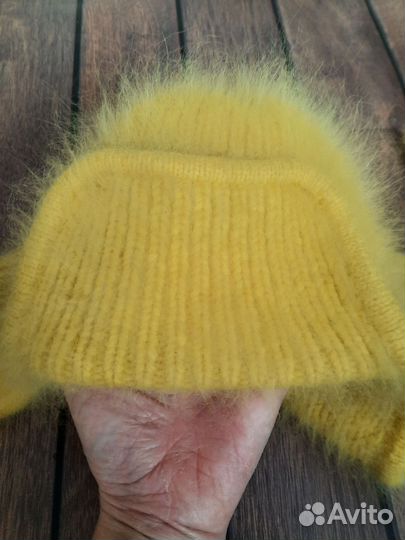 Шапка ушанка женская вязаная