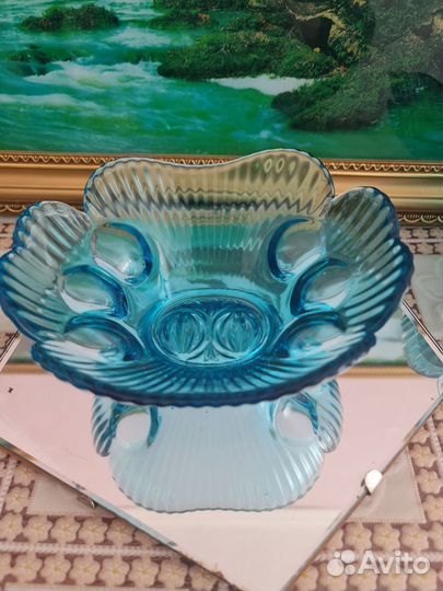 Салатник цветное стекло СССР