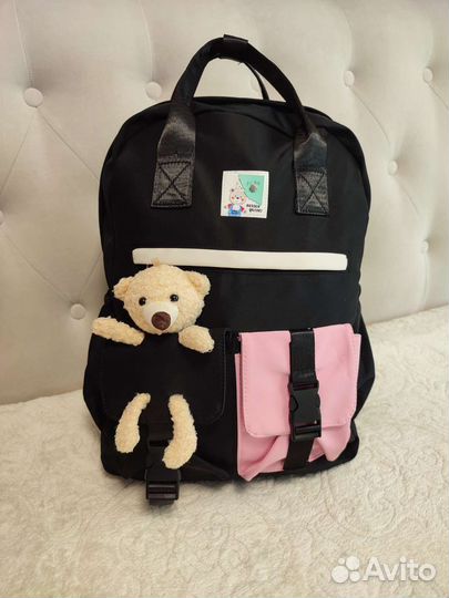 Рюкзак школьный для девочки новый с Мишкой