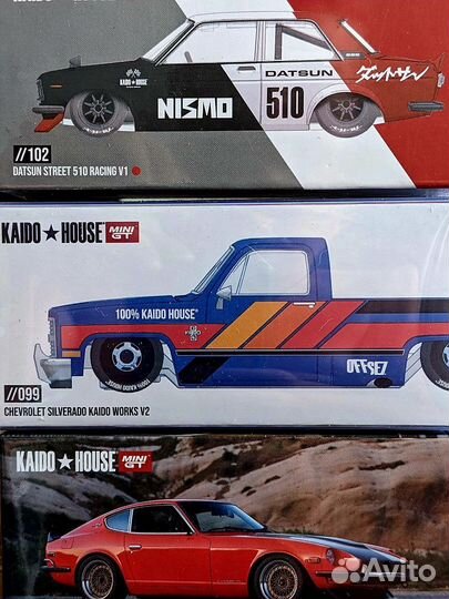 Mini gt kaido house Nissan, Chevrolet 1:64