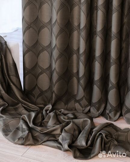 Шторы жаккард Альба Кофейный готовые
