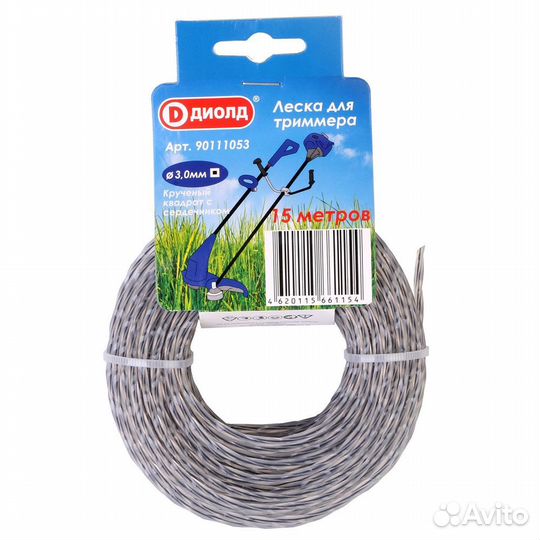 Леска для триммеров диолд с сердечником 15 м d3 мм