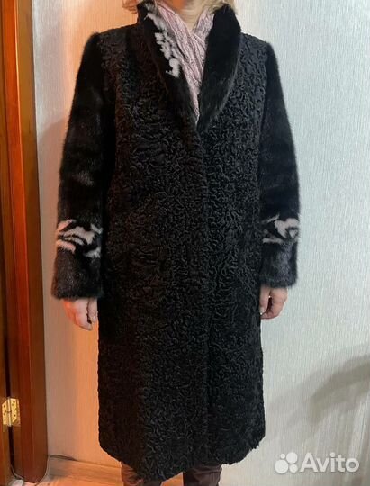 Шуба каракуль с норкой