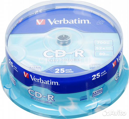 Диски CD-R (700Mb) Verbatim 52x-80min (25 штук)