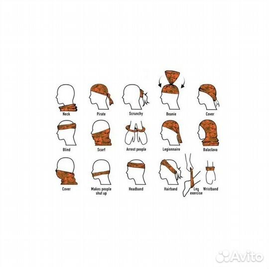 Снуд спортивный, бандана, бафф, шарф-труба