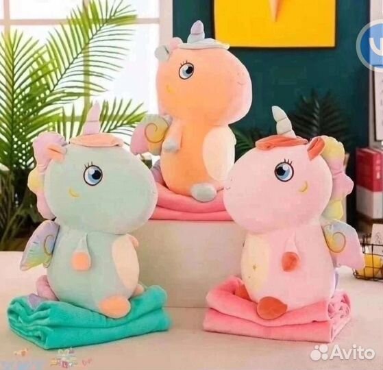 Мягкая игрушка-подушка с пледом внутри 3 в 1