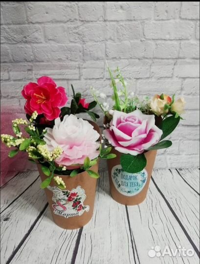 Сувенирное мыло ручной работы. мини букет