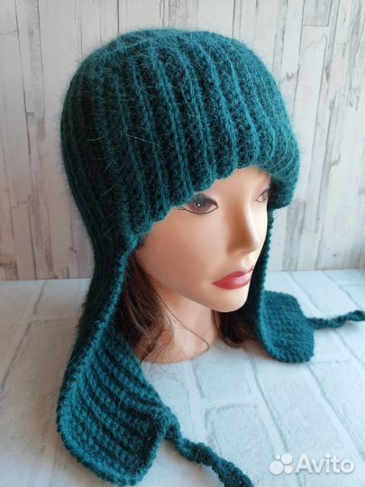 Шапка ушанка из пуха норки