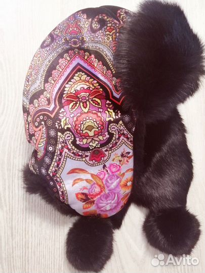 Шапка и варежки мех кролика