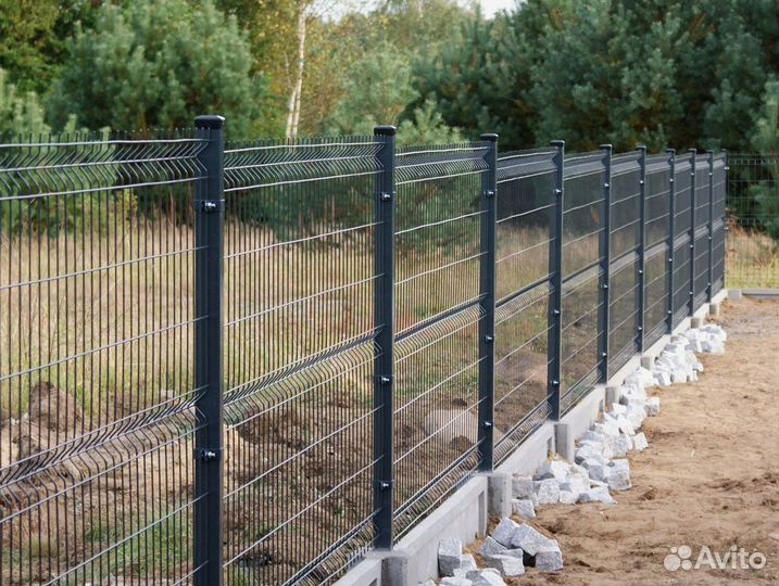 Забор из 3D сетки коричневой + Установка