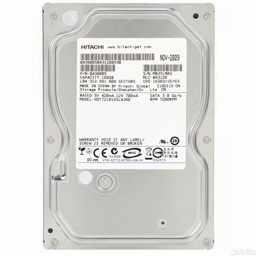 [HDT721016SLA380] Жесткий Диск Hitachi 160gb Hdt721016sla380