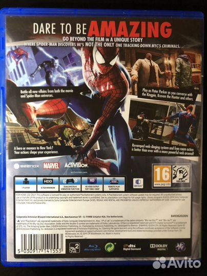 Диск The amazing Spider Man 2 Ps4