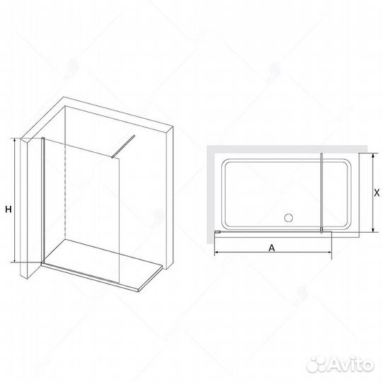 Душ. Стенка RGW 110x195 Черный 351001011-14