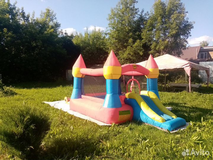 Детский надувной батут с горкой