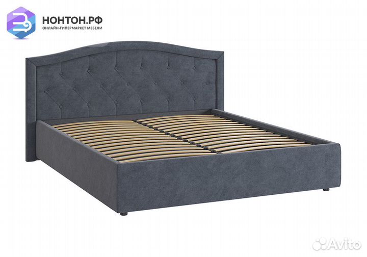 Кровать Верона 2 1.6 м серо-синяя