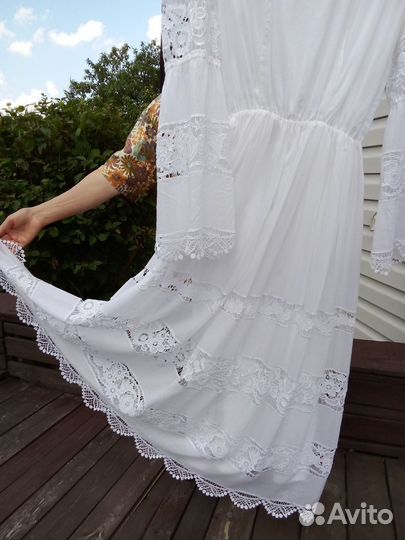 Платье женское летнее белое длинное xxxl