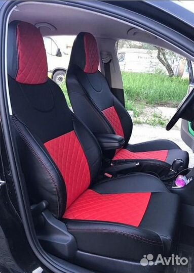 Чехлы экокожа Ромб на Skoda Rapid Sport Автопилот