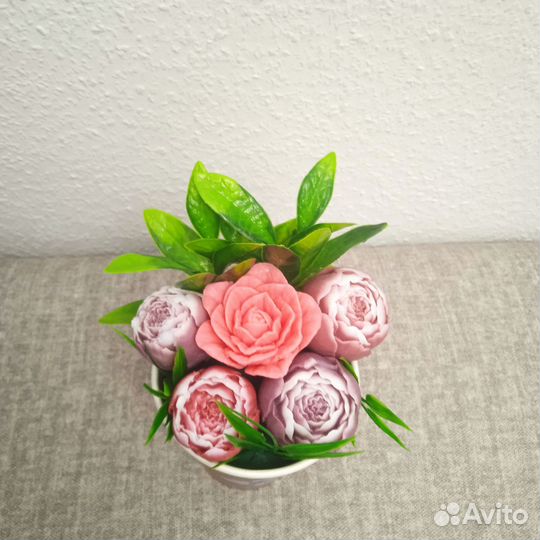 Мини букетики из мыла