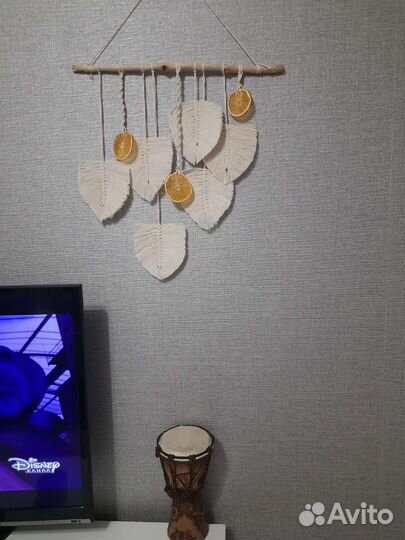 Макраме панно листья