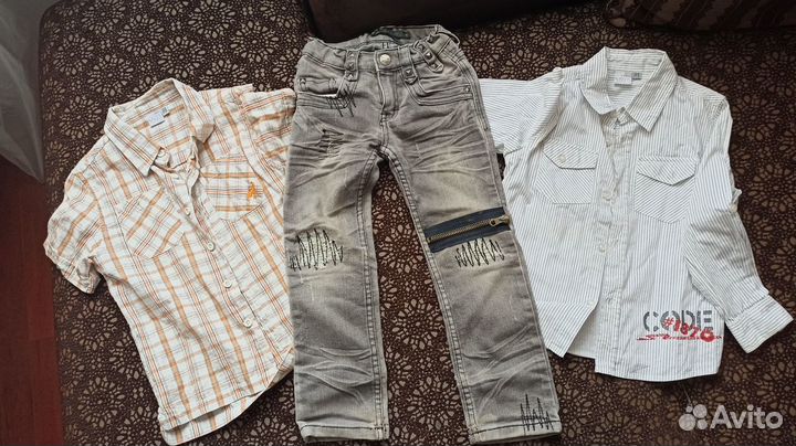 Праздничная одежда:2 рубашки + джинсы детские, 110