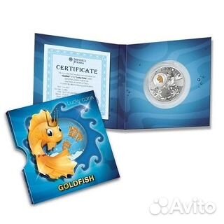 Монета на счастье Золотая рыбка серебро Ниуэ 2013г