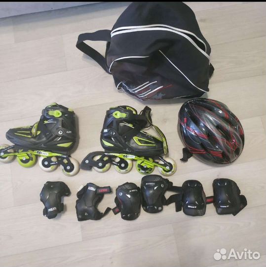 Роликовые коньки раздвижные с защитой р 36-40