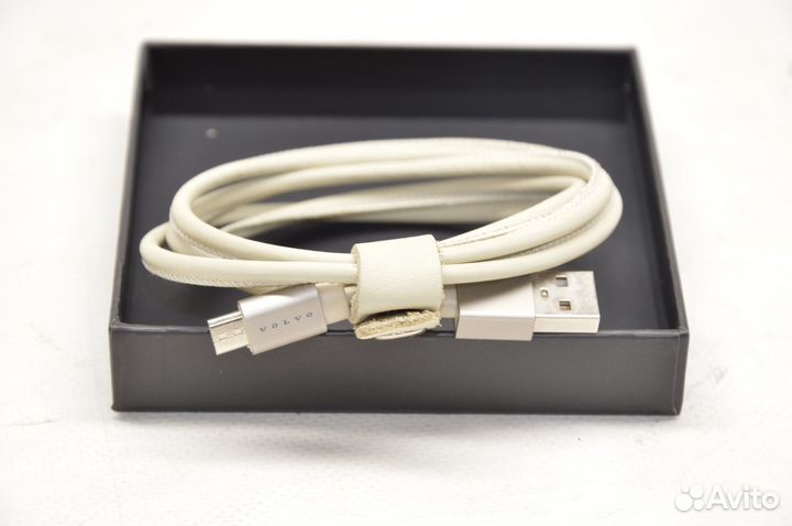 Кожаный кабель бежевый (Micro USB - USB) Volvo