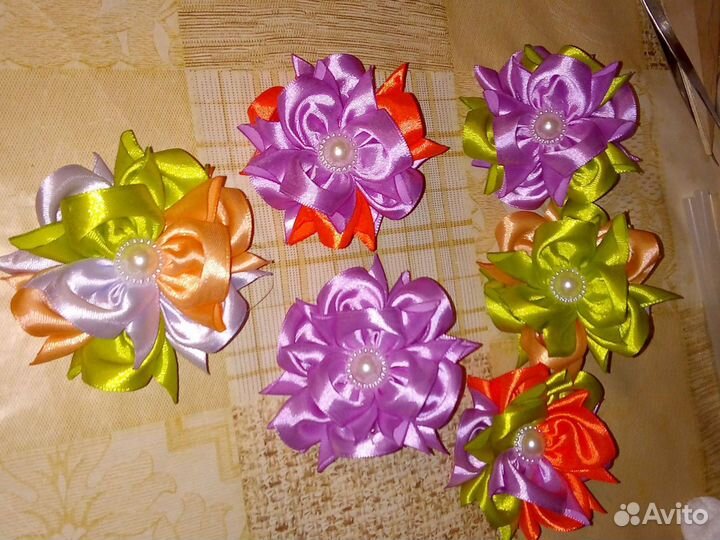 Заколочки канзаши на резиночках